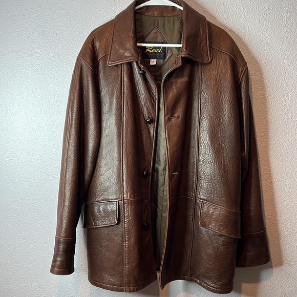 VINTAGE Reed Sportswear Men's Brown Leather jacket - Picture 5 of 11